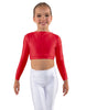 Solid Lycra LS Crew Neck Crop Top