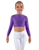 Solid Lycra LS Crew Neck Crop Top