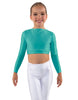 Solid Lycra LS Crew Neck Crop Top
