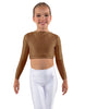 Solid Lycra LS Crew Neck Crop Top