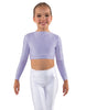 Solid Lycra LS Crew Neck Crop Top