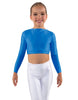Solid Lycra LS Crew Neck Crop Top