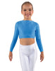 Solid Lycra LS Crew Neck Crop Top