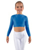 Solid Lycra LS Crew Neck Crop Top