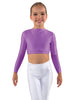 Solid Lycra LS Crew Neck Crop Top