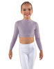 Solid Lycra LS Crew Neck Crop Top
