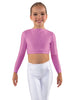 Solid Lycra LS Crew Neck Crop Top
