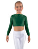 Solid Lycra LS Crew Neck Crop Top