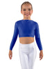 Solid Lycra LS Crew Neck Crop Top