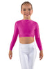 Solid Lycra LS Crew Neck Crop Top
