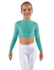 Solid Lycra LS Crew Neck Crop Top