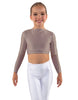 Solid Lycra LS Crew Neck Crop Top