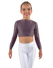Solid Lycra LS Crew Neck Crop Top