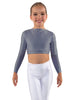 Solid Lycra LS Crew Neck Crop Top