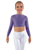 Solid Lycra LS Crew Neck Crop Top