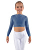 Solid Lycra LS Crew Neck Crop Top