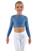 Solid Lycra LS Crew Neck Crop Top