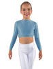 Solid Lycra LS Crew Neck Crop Top