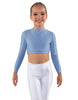 Solid Lycra LS Crew Neck Crop Top