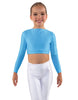Solid Lycra LS Crew Neck Crop Top