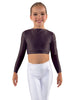 Solid Lycra LS Crew Neck Crop Top