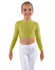 Solid Lycra LS Crew Neck Crop Top