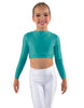 Solid Lycra LS Crew Neck Crop Top