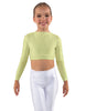 Solid Lycra LS Crew Neck Crop Top