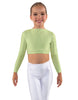 Solid Lycra LS Crew Neck Crop Top