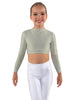 Solid Lycra LS Crew Neck Crop Top