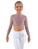 Solid Lycra LS Crew Neck Crop Top