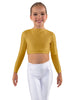 Solid Lycra LS Crew Neck Crop Top