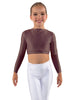 Solid Lycra LS Crew Neck Crop Top