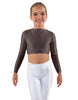 Solid Lycra LS Crew Neck Crop Top