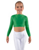 Solid Lycra LS Crew Neck Crop Top