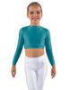 Solid Lycra LS Crew Neck Crop Top