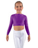 Solid Lycra LS Crew Neck Crop Top
