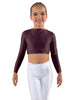 Solid Lycra LS Crew Neck Crop Top
