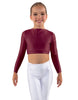 Solid Lycra LS Crew Neck Crop Top