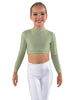 Solid Lycra LS Crew Neck Crop Top