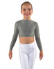 Solid Lycra LS Crew Neck Crop Top