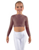 Solid Lycra LS Crew Neck Crop Top