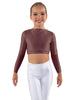 Solid Lycra LS Crew Neck Crop Top