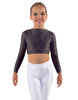 Solid Lycra LS Crew Neck Crop Top