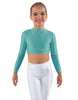Solid Lycra LS Crew Neck Crop Top