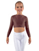 Solid Lycra LS Crew Neck Crop Top