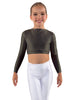 Solid Lycra LS Crew Neck Crop Top