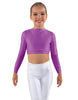 Solid Lycra LS Crew Neck Crop Top