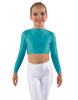 Solid Lycra LS Crew Neck Crop Top