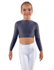Solid Lycra LS Crew Neck Crop Top
